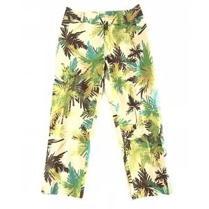 Kelly & Diane | Floral Cropped Pants Petites Size 4P Brown Cotton Stretch